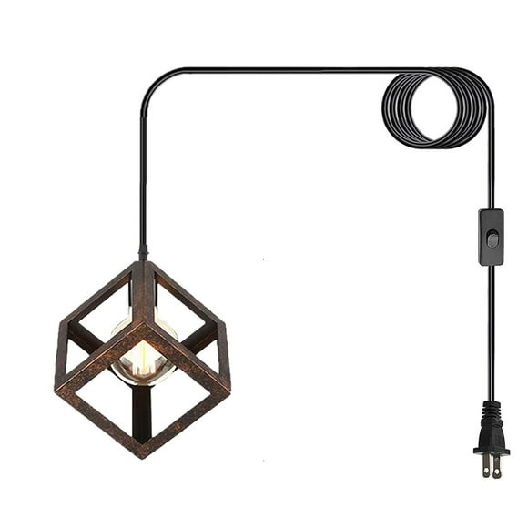 Plug In Chandelier Nordic Style Dining Room Staircase Metal Brown Dome Pendant Light Hanging Lamps