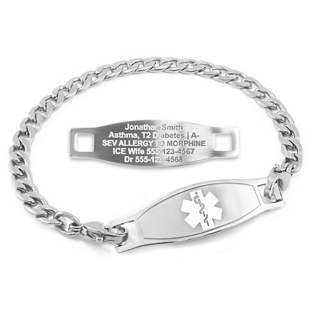 MedicEngraved Stainless Steel Custom Medical Alert Bracelet - 5mm Curb Link