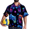 thumbnail image 4 of Game Controller Men's Casual Printed Button Down Short Sleeve Summer Beach Shirt, Unisex, 4 of 6