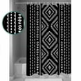 thumbnail image 4 of Black Geometric Bathroom Curtain 84 Inch Shower Curtain with Hooks, Boho Stripe Retro Farmhouse Texture Waterproof Polyester Bath Curtain Washable Bathtub Curtain 72''x 84'', 4 of 6