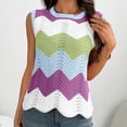 thumbnail image 5 of Lenpel Women's Tank Tops Summer Casual Sleeveless Crew Neck Hollow out Color Block Lightweight Sweater Vests Tunic Knit Shirts, 5 of 7