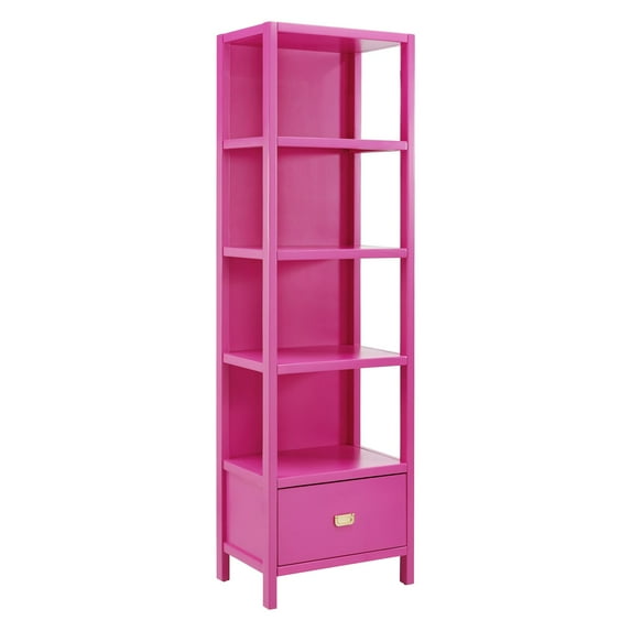 Linon Peggy Bookcase, 4 Shelves, 1 Drawer, Multiple Colors