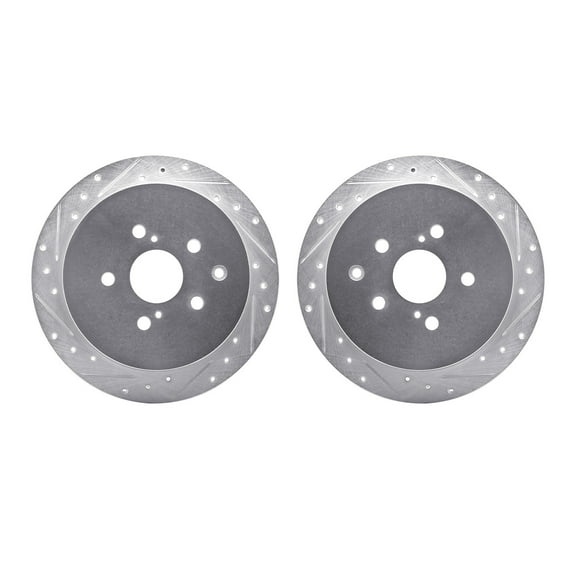 Dynamic Friction Company Rear Brake Rotors-Drilled and Slotted-Silver 7002-76119