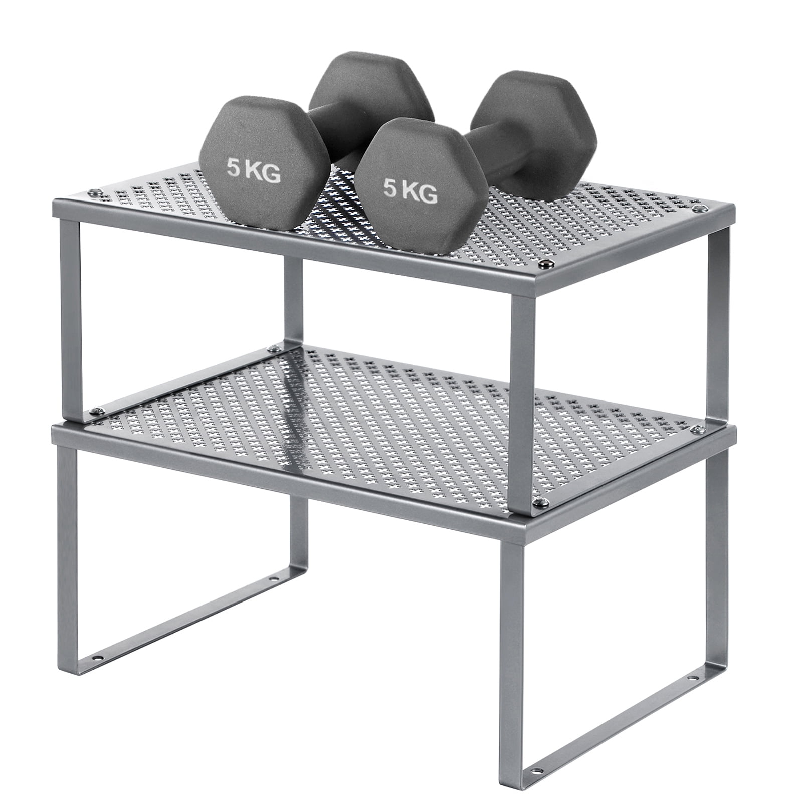 2 Pack Cabinet Organizers Shelf, Kitchen Counter Shelves, Metal Spice Rack, Kitchen Storage, Stackable, Expandable, Silver
