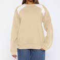 thumbnail image 2 of biudgviw Oversized Sweatshirt for Women Warm Long Sleeve Tound Neck Color Block Pullover Tops Fall Fashion Clothes, 2 of 7
