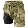 thumbnail image 4 of Youmylove Men's Shorts Vintage Mens Swim Trunks With Compresssion Liner Summer Casual Camo Swim Shorts Quick Dry Bathing Board Shorts Fashion Stretch Shorts, 4 of 4