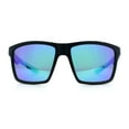 thumbnail image 4 of Polarized Color Mirror Mens Rectangle Sport Horn Rim Plastic Sunglasses Matte Black Green - Teal Mirror, 4 of 8