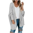 thumbnail image 1 of asdoklhq Womens Plus Size Coats Clearance Women's Popcorn Long Sleeve Open Front Pockets Oversized Cardigan Sweater Coats, 1 of 5