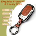 thumbnail image 3 of Key Fob Cover Compatible with Honda Accord Civic CR-V HR-V Pilot Ridgeline 2022-2026 5 Button Metal Keychain Case Holder Protector,brown, 3 of 5