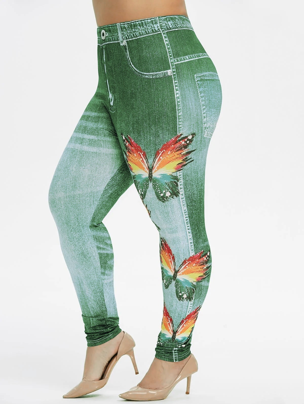 Women Plus Size Skinny Butterfly Print Pants | Walmart Canada