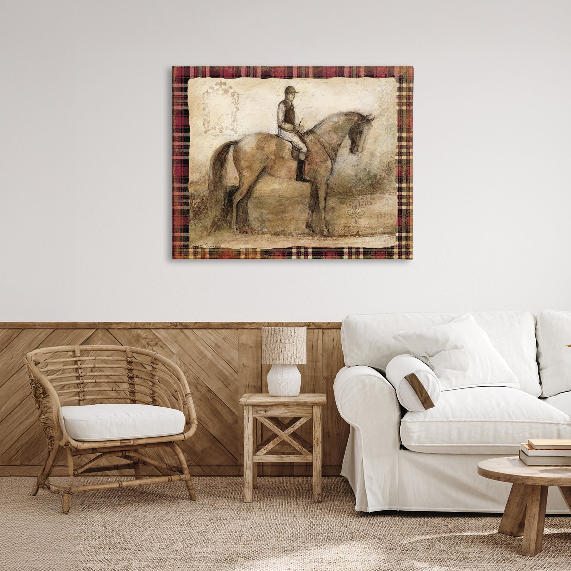 Stupell Industries Horse With Jockey & Plaid Canvas Wall Art, design by Susan Winget