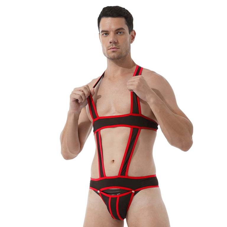 iiniim Men's Underwear Jockstrap Bulge Pouch Jumpsuits One-Piece Catsuit  Lingerie Gay Bodysuits