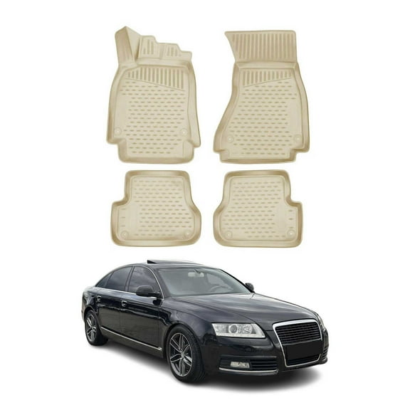 OMAC Floor Mats Liner for Audi A6 S6 RS6 2008-2011 Beige TPE All-Weather 4Pcs
