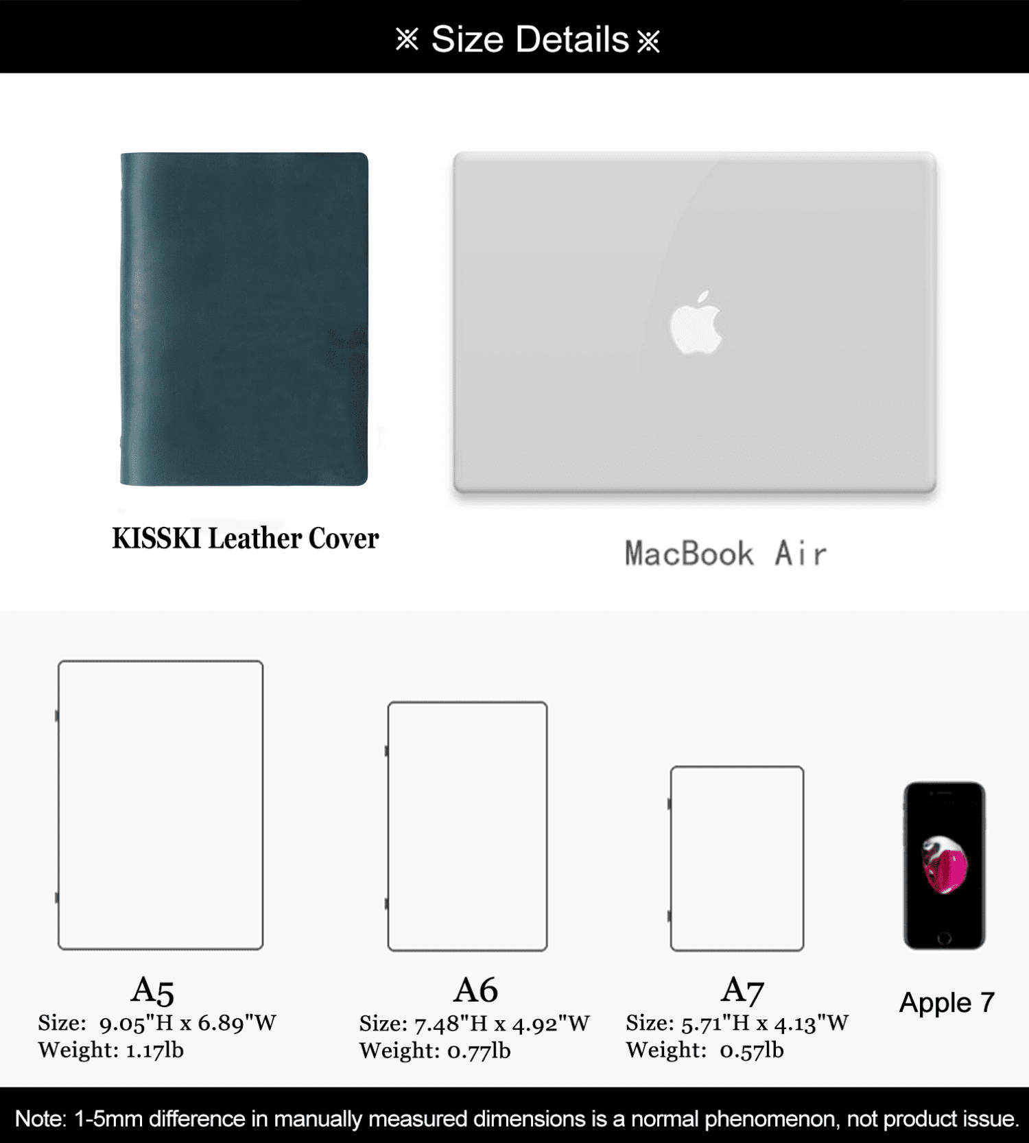 KISSKI Handmade A5 Leather Journals for Men, Refillable