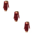 thumbnail image 2 of Qarigey Vestido de manga larga de encaje de otoño para mujer, vestido de poliéster transpirable para niñas, estilo informal con cuello en V, Type1 NO1, 2 of 6