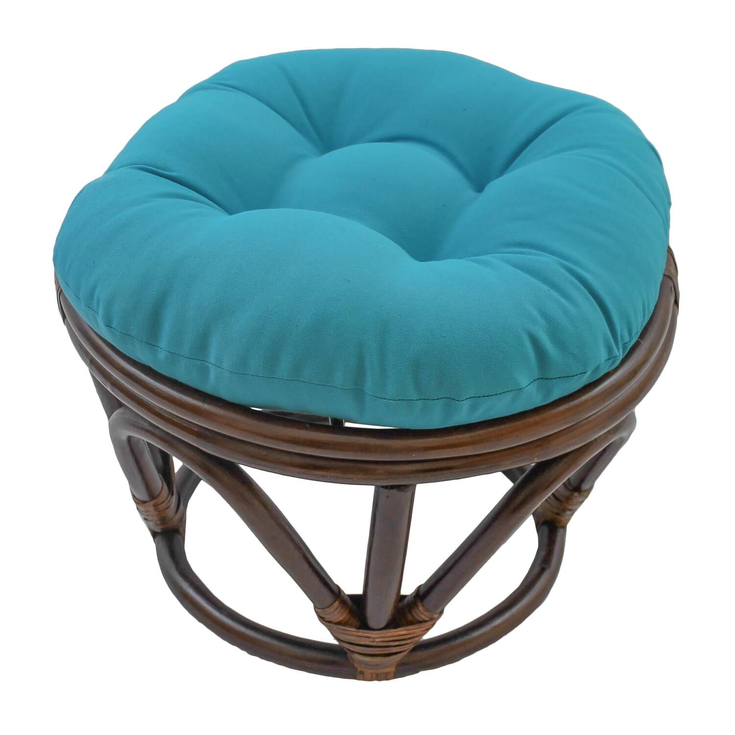 18inch Round Solid Twill Tufted Footstool CushionColorAqua Blue
