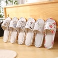 thumbnail image 4 of Ultralight Soft Indoor Open Toe Cotton linen Slippers Absorb Sweat Cloth Bottom House Slippers, 4 of 7
