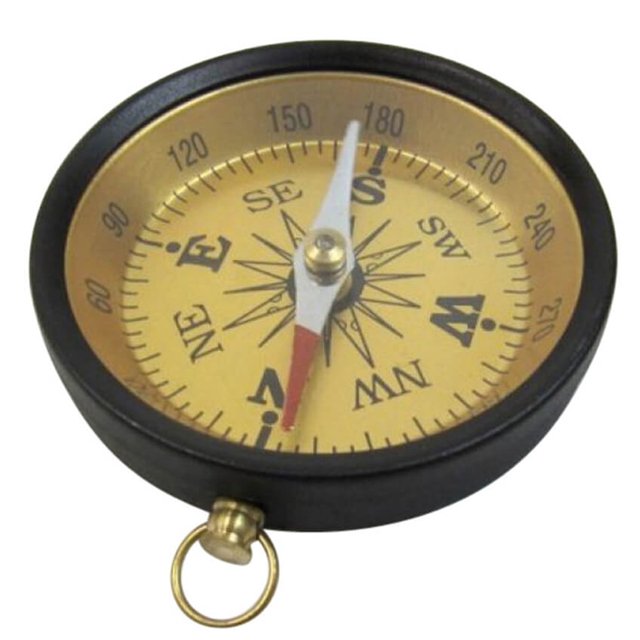 INDIA OVERSEAS TRADING CORP AL 4843A Aluminum Flat Desktop Compass, Gold Dial, Black Finish
