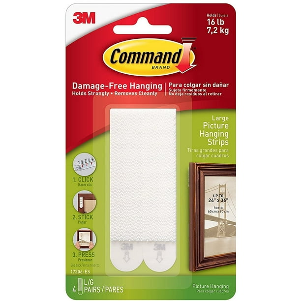 Command Picture Hanging Strips, Holds 16 lbs, Large, White (17206ES