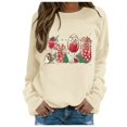 thumbnail image 1 of VBARHMQRT Chandail Ras du Cou pour Femmes Automne Hiver Noël Snowman Verre Imprimé Chandail à Capuchon Chandail à Capuchon, 1 of 4