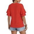 thumbnail image 3 of MOYIKO Women Casual Ruffle Half Sleeve Summer tops Crewneck Eyelet Shirts Flowy Dressy Tunic Blouses, 3 of 7