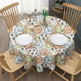 thumbnail image 3 of Colorful Cute Sports Balls Pattern Round Tablecloth 60"x60",Wrinkle Wipeable Table Cloth for Kitchen Dining Room Picnic Patio Party, 3 of 6