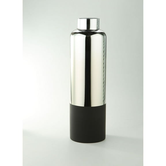 CC Home Furnishings Hand-Blown Glass Bud Vase - 15.5” - Metallic Silver and Black