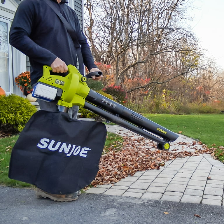 Sun Joe 24V-X2-BVM190 48-Volt iON+ Cordless Leaf Blower Vacuum Mulcher Kit, 190-MPH, 340-CFM, w/ 2 x 4.0-Ah Batteries and Charger