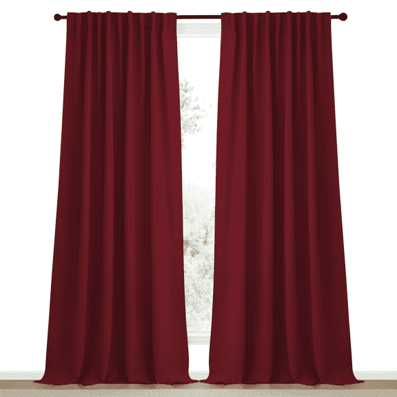 NICETOWN Thermal Insulated Blackout Curtains Back Tab and Rod Pocket Window Curtains for Dining Room 52x108 inch Burgundy Red, 2 Panels