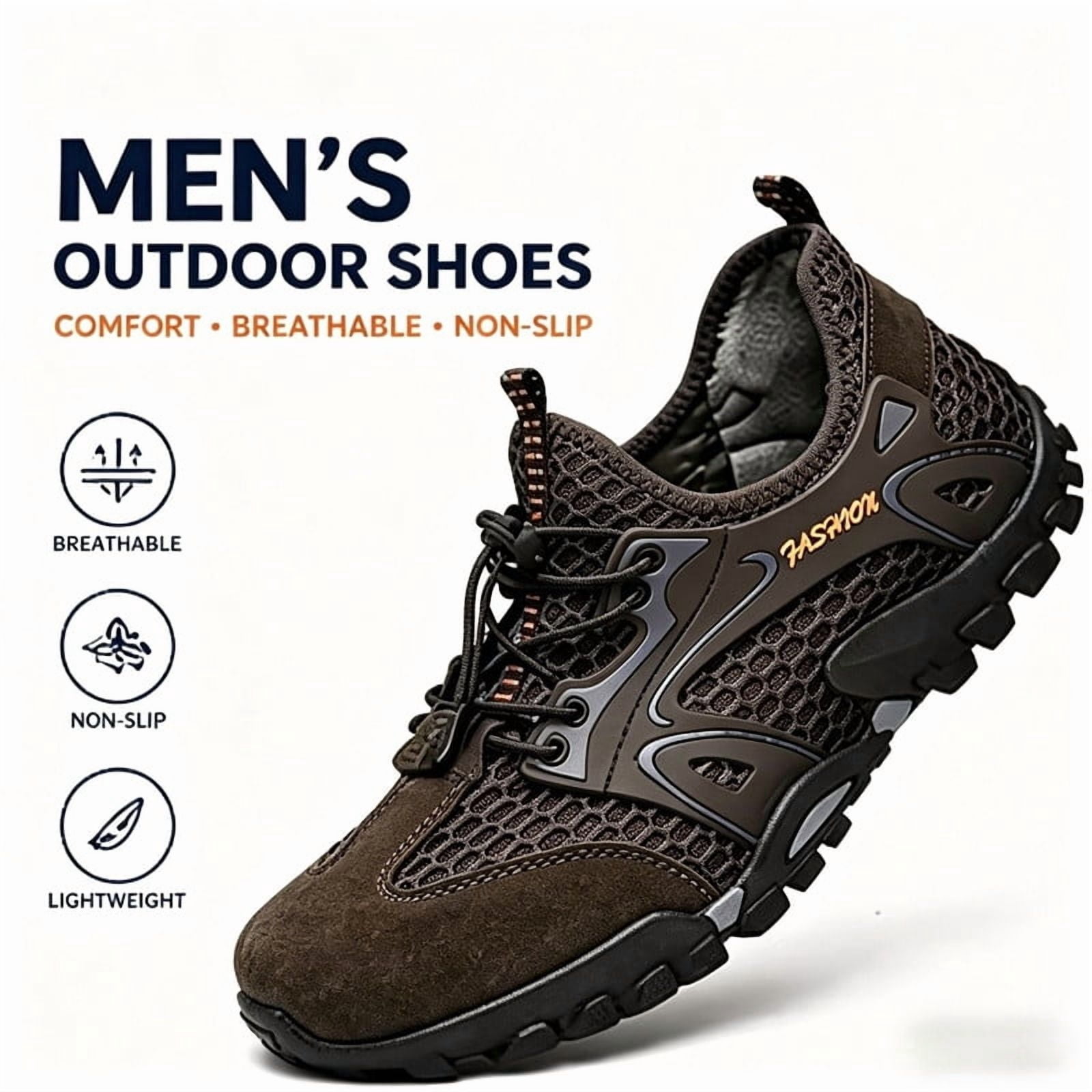CHICVOMEY Comfortable Sneakers for Men Lightweight Breathable Slip-On Hiking Shoes Non-slip Wear Resistant Outdoor Sneakers Ideal for Summer Beach and Camping