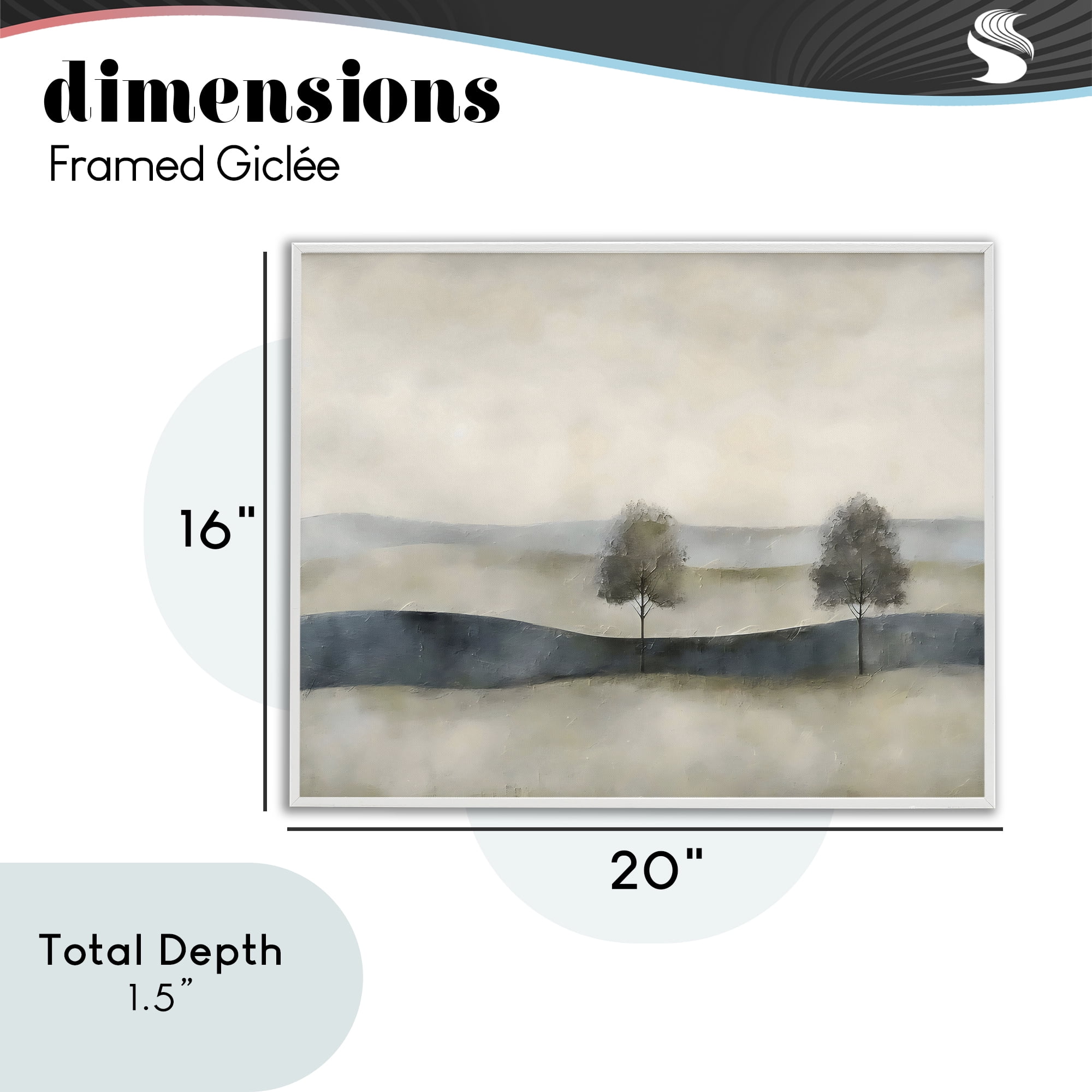Stupell Industries Muted Horizon with Trees White Framed Giclee Art, design by Riley B