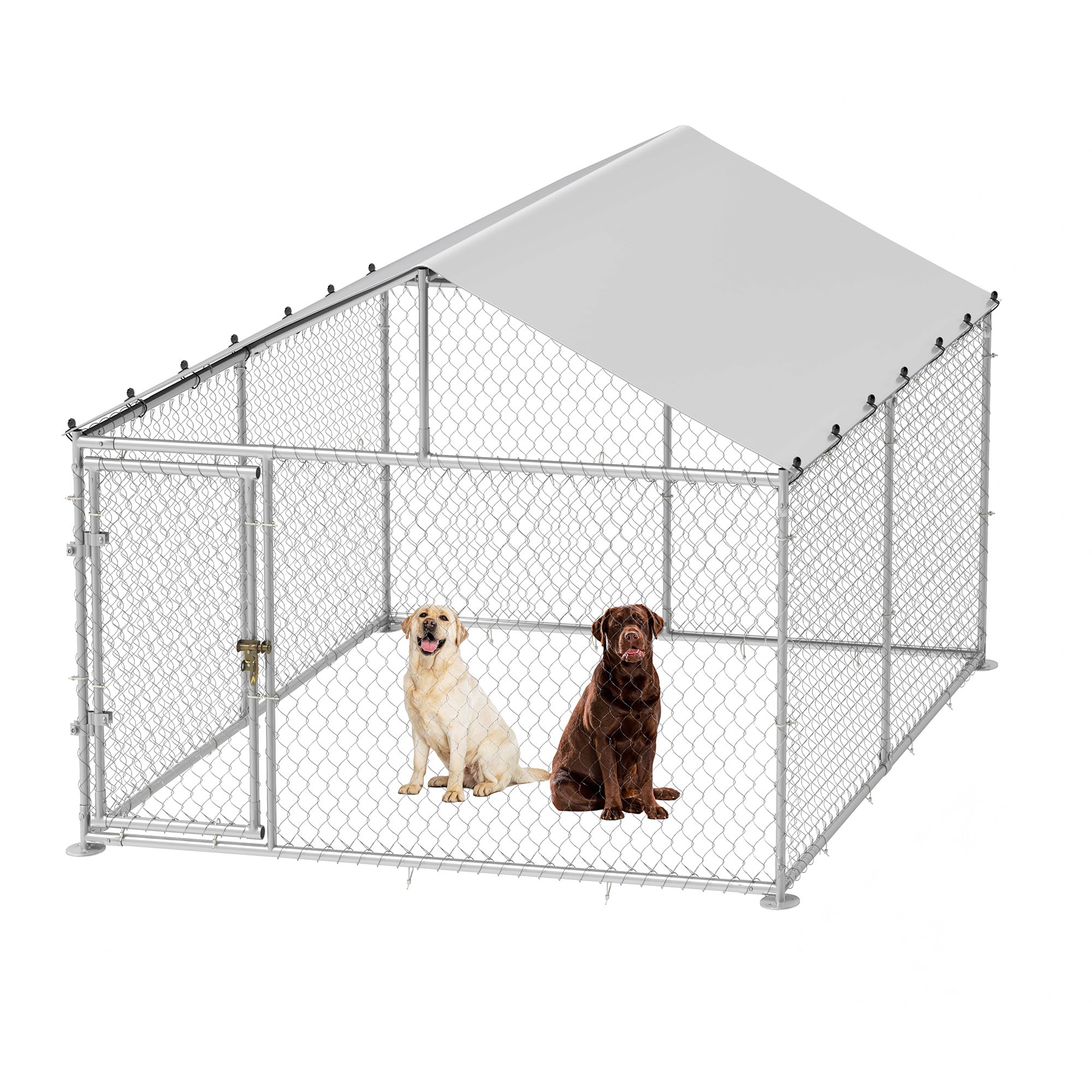 Uforic 7.5'x7.5' Outdoor Dog Kennel with Metal Dog Gate, Outdoor Dog Enclosure with Roof, Heavy Duty Dog Kennel for Backyard Farm