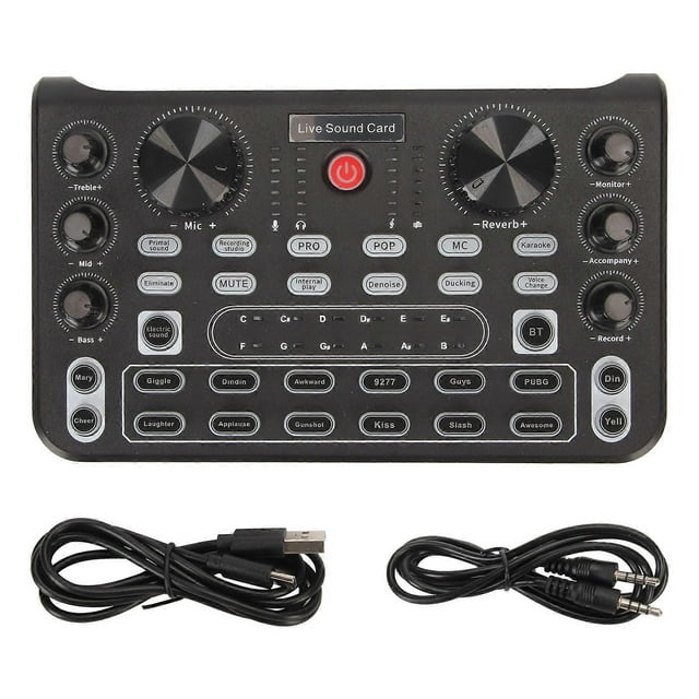 Carte son live avec effets sonores multiples, mixeur Bluetooth à réduction de bruit pour diffusion karaoké sur téléphone portable