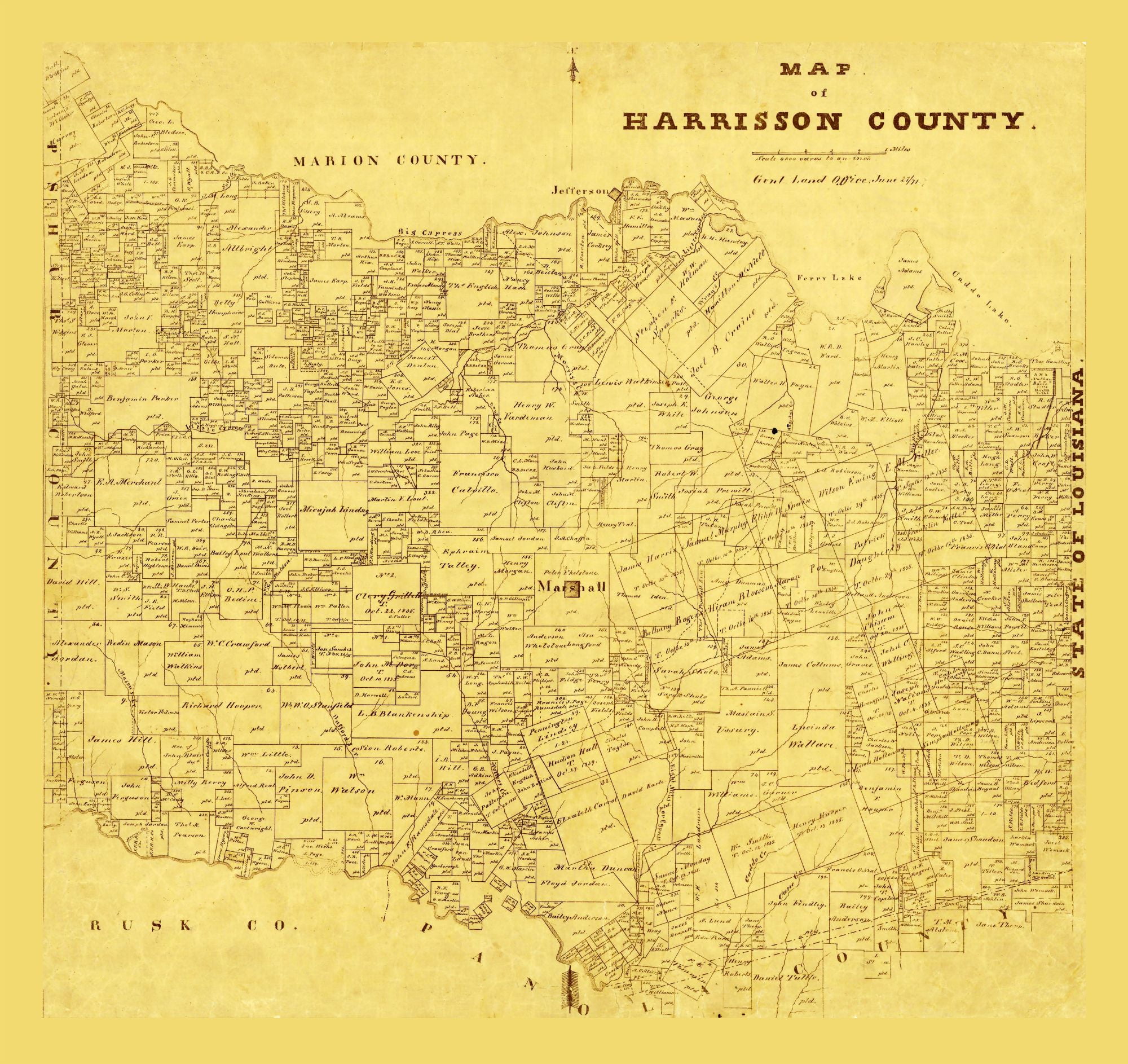 Harrison County Texas 1871 24.39 x 23