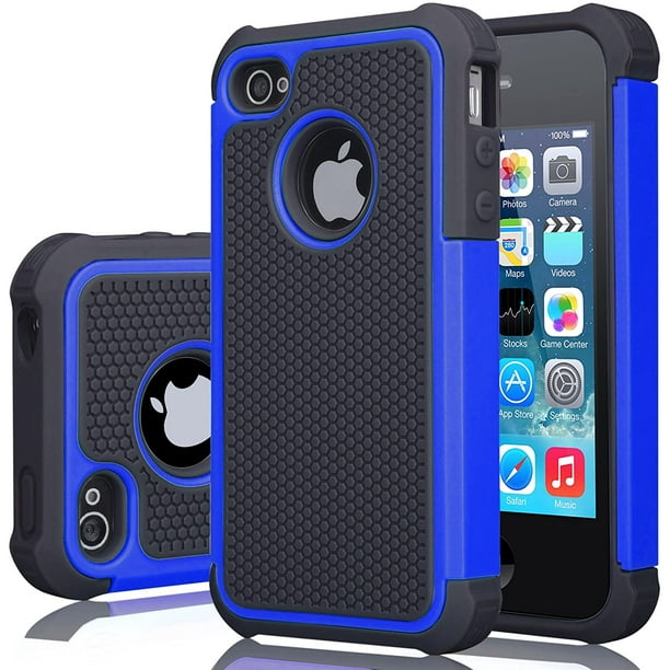 Coque iPhone 4S, coque iPhone 4, Jeylly extérieur en plastique dur  absorbant les chocs + intérieur en caoutchouc silicone anti-rayures -  Walmart.ca