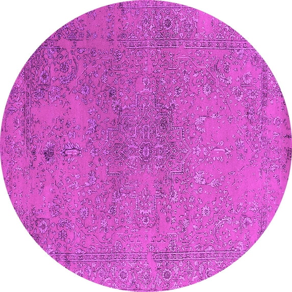 Ahgly Company Indoor Round Oriental Pink Industrial Area Rugs, 5' Round