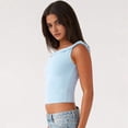 thumbnail image 6 of Womens Off the Shoulder Top Sleeveless Slim Fit Stretchy Tank Top Y2k Casual T Shirts Blue S, 6 of 9