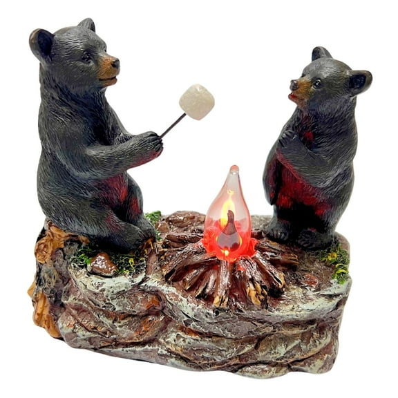 Black Bear Campfire Table Top Bedside Night Light NightStand Lamp Home Decor