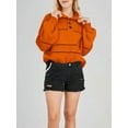 thumbnail image 5 of Women'S Slouchy Waffle Knit Sweater 1/2 Button Collared Pullover Striped Sweater Tops Tangerine Color L, 5 of 8