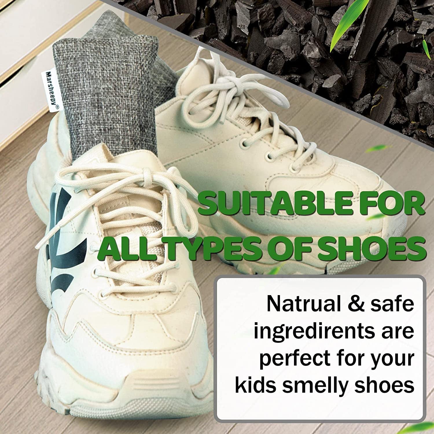 Marsheepy 12 Pack Charcoal Shoe Deodorizer Bags Bamboo Charcoal
