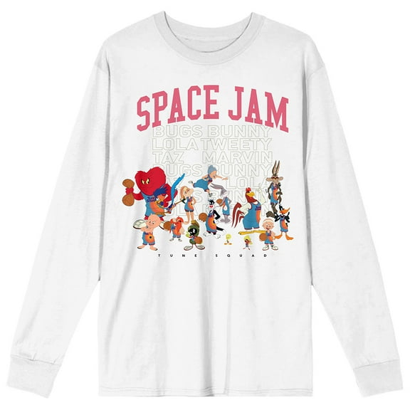 Mens Space Jam 2 A New Legacy Looney Tunes White Long Sleeve Shirt-M