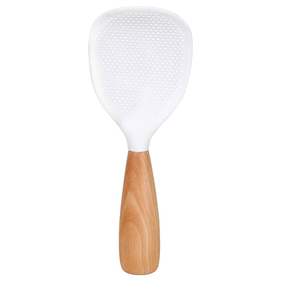 White Standing Silicone Rice Scoop, 21x8cm Kitchen Cooking Paddle, Non Stick Spoon For Non Scratch Cookware