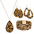 thumbnail image 4 of Collar con borlas de leopardo y pelo de caballo con trébol de cuatro hojas, pendientes largos de moda, collar de traje, cadena de suéter para mujer, 4 of 6