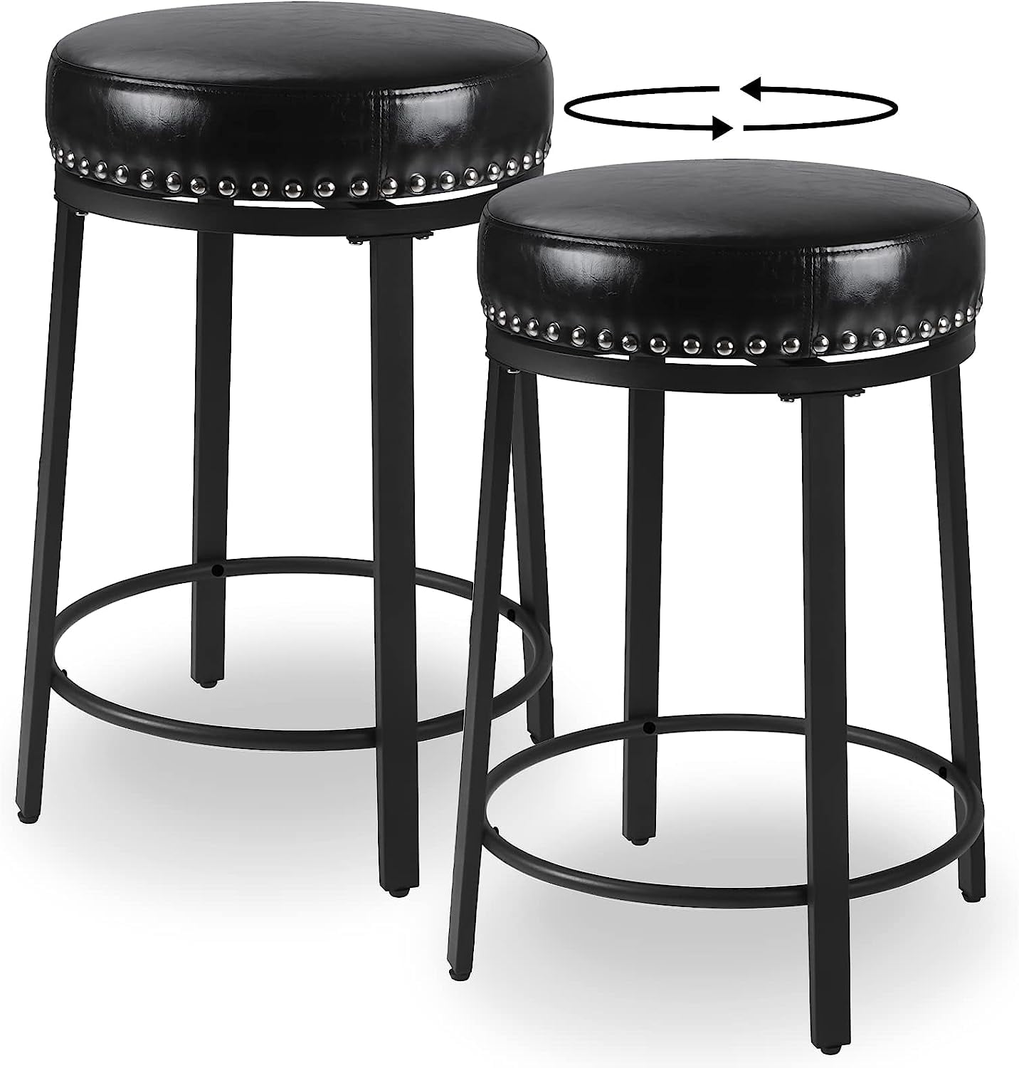 Swivel Bar Stools Set of 2, Counter Height Bar Stools, 24 Inch Swivel