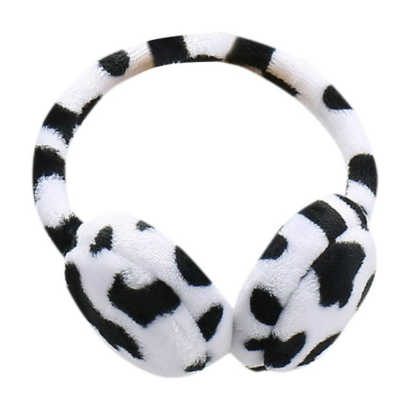 SGFCWSX Kids Winter Fuzzy Ear Muffs for Cold Weather Boys Girls Fleece Lined Cute Print Soft Ear Warmers White Size 4-15 Years