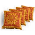 thumbnail image 5 of Ambesonne Mandala Throw Pillow Cover 4 Pack, Oriental Round and Square, 24", Earth Yellow Vermillion, 5 of 7