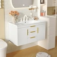 thumbnail image 2 of Euroco 36-Inch Wall-Mounted Bathroom Vanity with Resin Sink – Modern Floating Cabinet with Soft-Close Doors and High-Quality Construction, 2 of 9