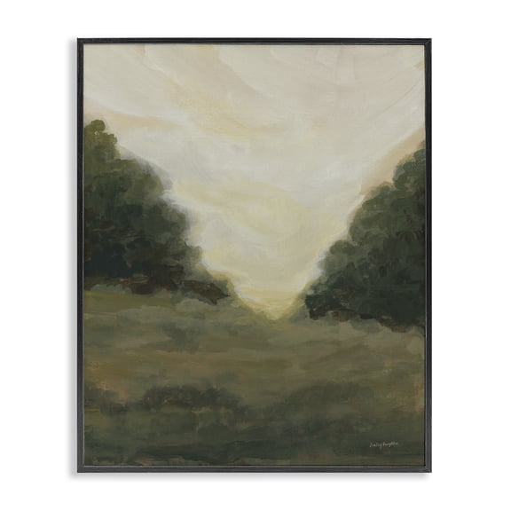 Stupell Industries Serene Green Field View Landscape Painting Black Framed Art Print Wall Art, 11 x 14