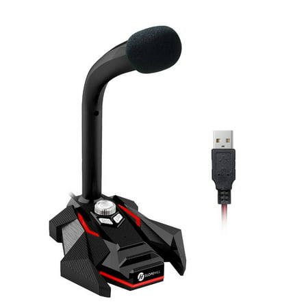 Gaming USB Desk Microphone for Computer - Professional Desktop Mic with Stand - Recording, Streaming, YouTube, Podcast Mics, Studio Microfono -