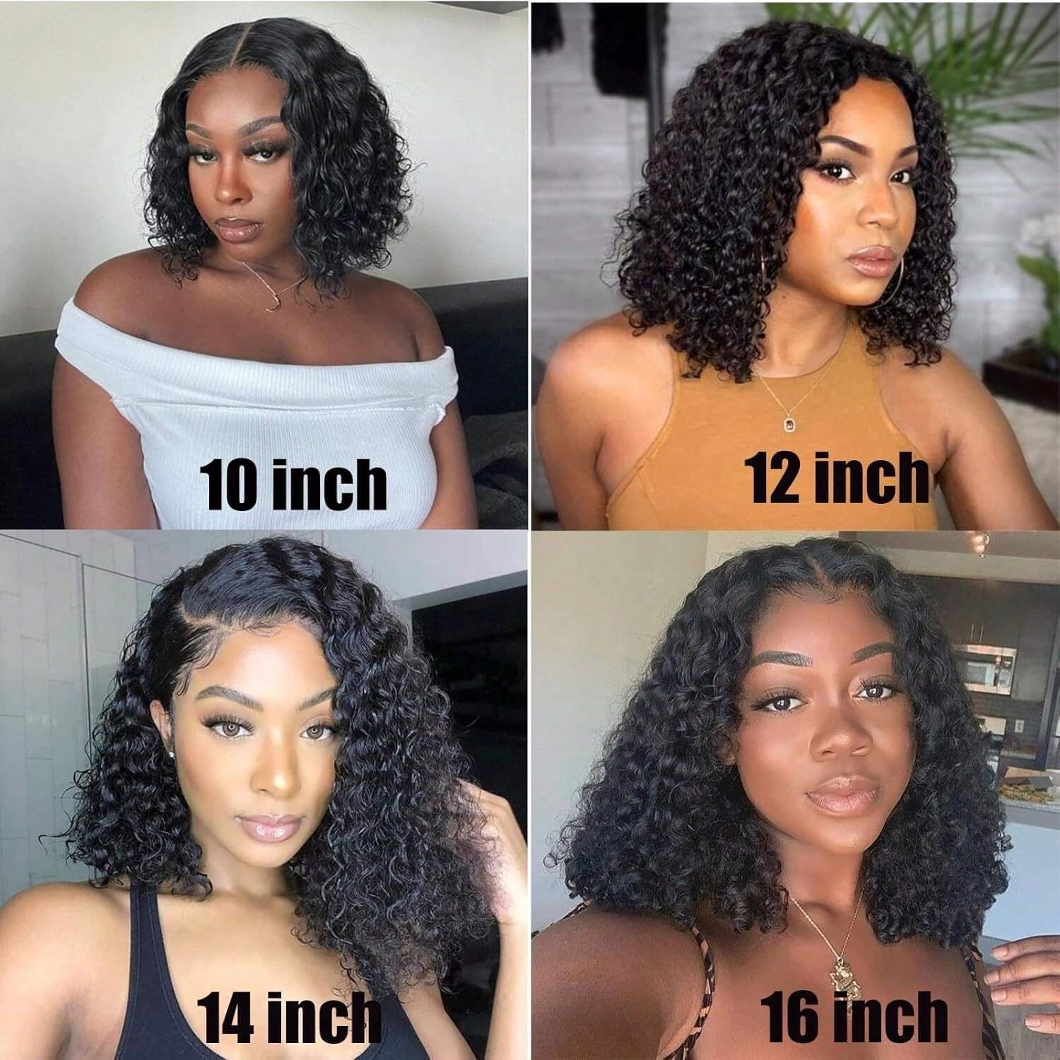 4x4 Wear and Go  Lace Closures Wigs Human Hair Natural Black Color Deep Wave  Bob Human Hair Wigs for Black Women  Wet and Wavy Human Hair Bob Wigs ,No glue,easy to wear